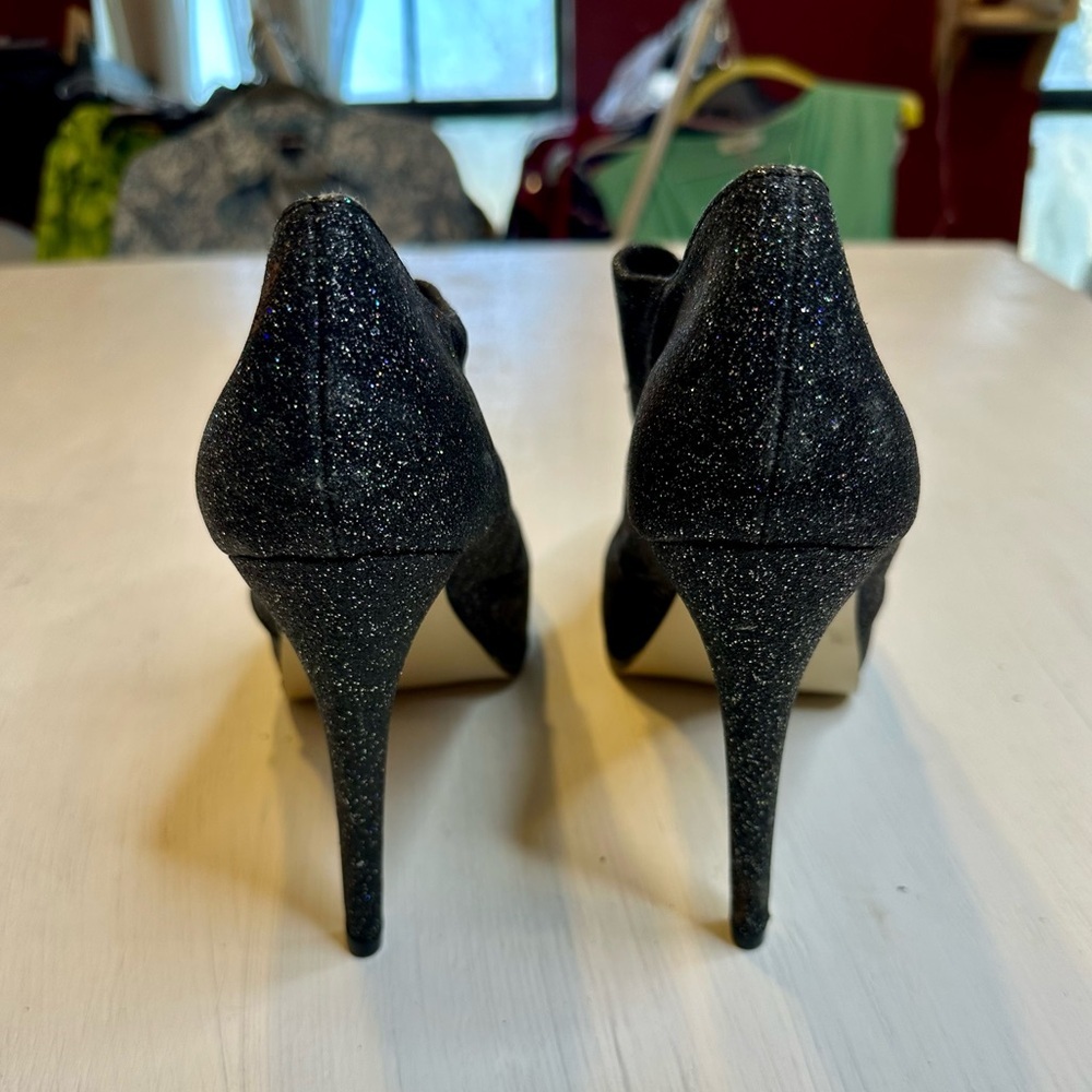 City Streets Black Glitter Mary Jane Layla Heels 9.5M 5” Stiletto Pumps - Picture 4 of 15